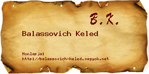 Balassovich Keled névjegykártya